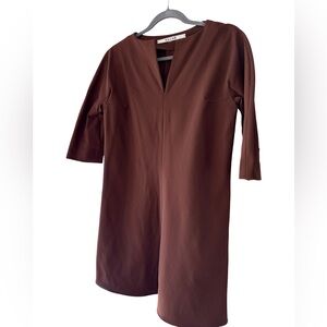 Chocolate brown slim fitted italian made dress by hache